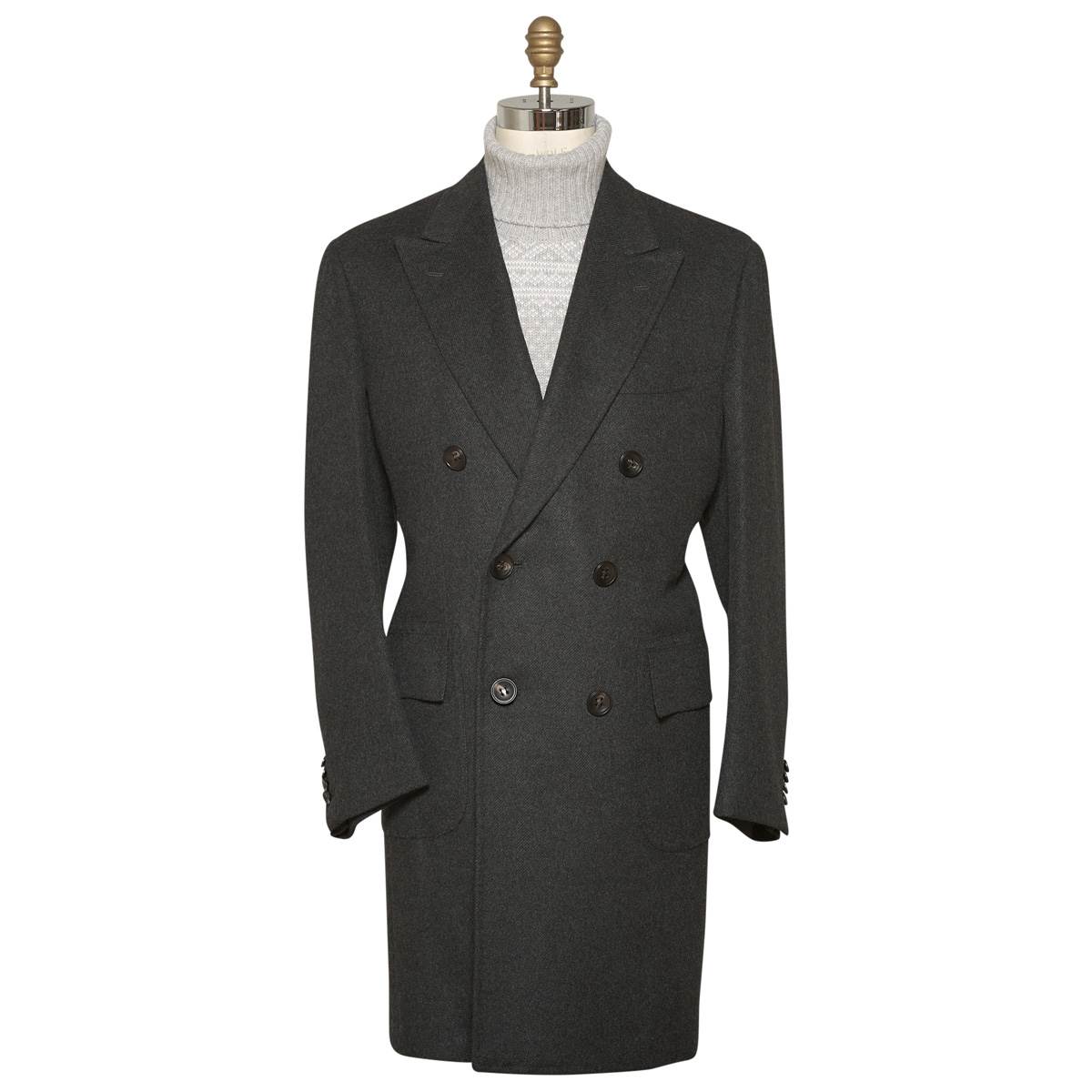 KITON Dark Gray Cashmere Overcoat