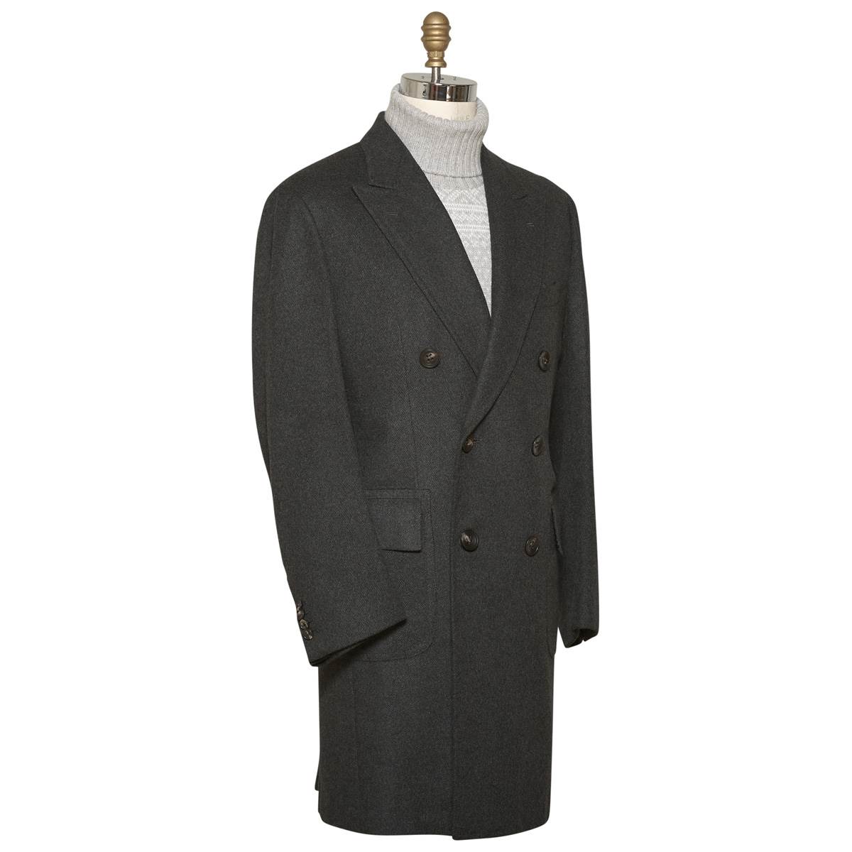 KITON Dark Gray Cashmere Overcoat