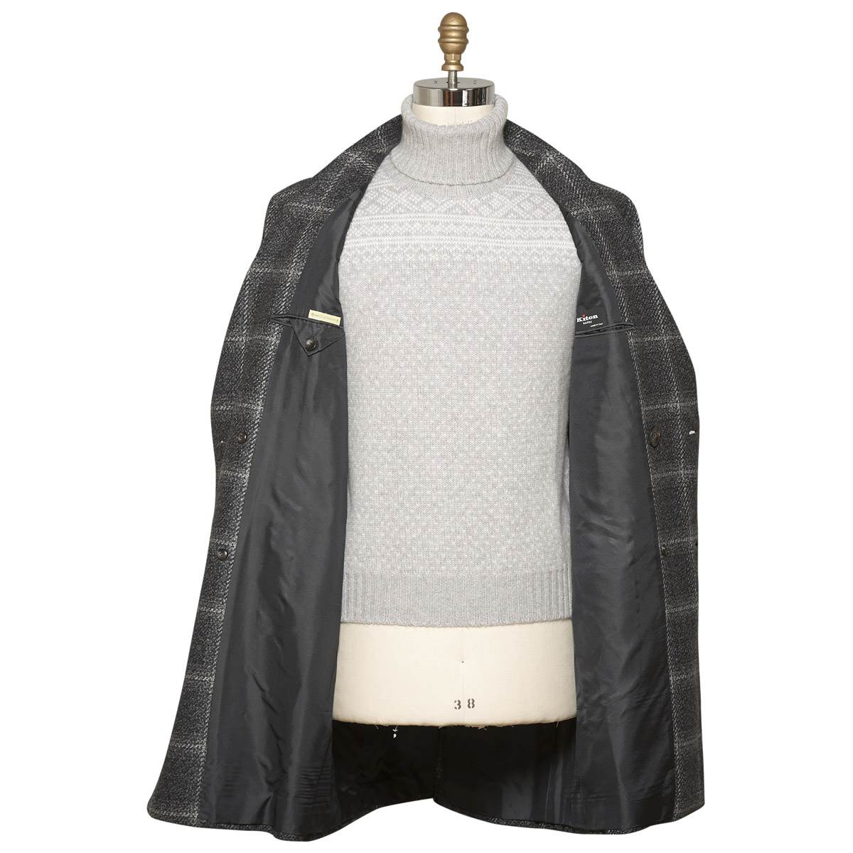 KITON Dark Gray Cashmere Overcoat