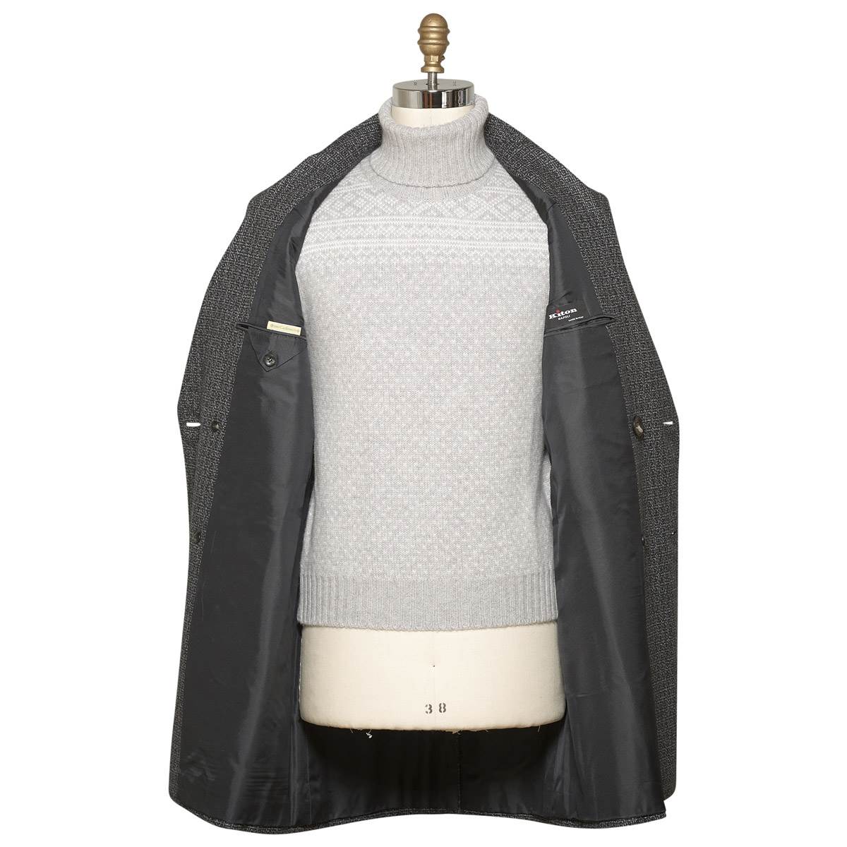 KITON Gray Cashmere Overcoat