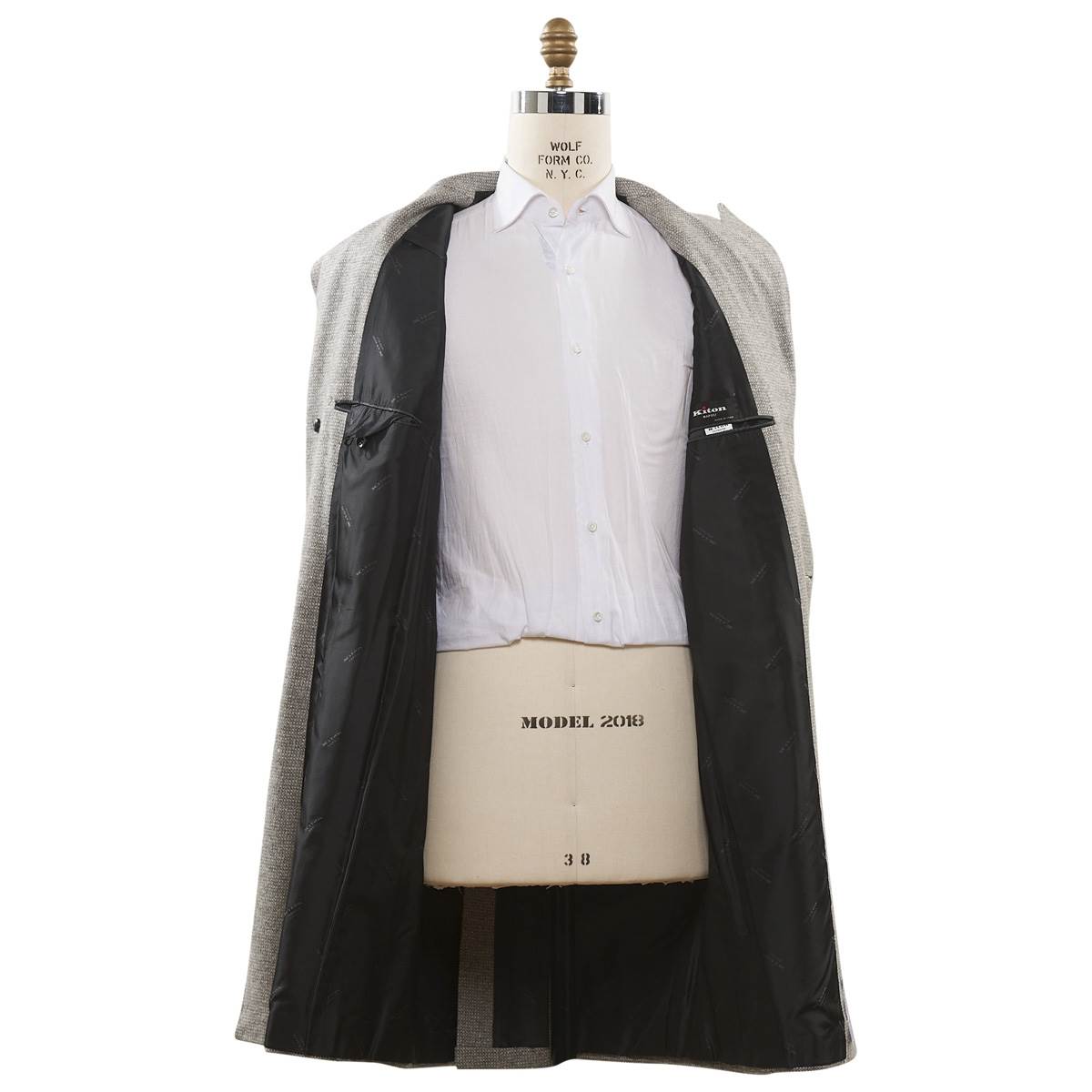 KITON Light Gray Cashmere Wool Camel Overcoat