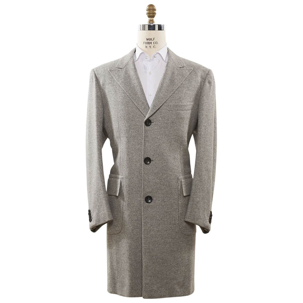 KITON Light Gray Cashmere Wool Camel Overcoat