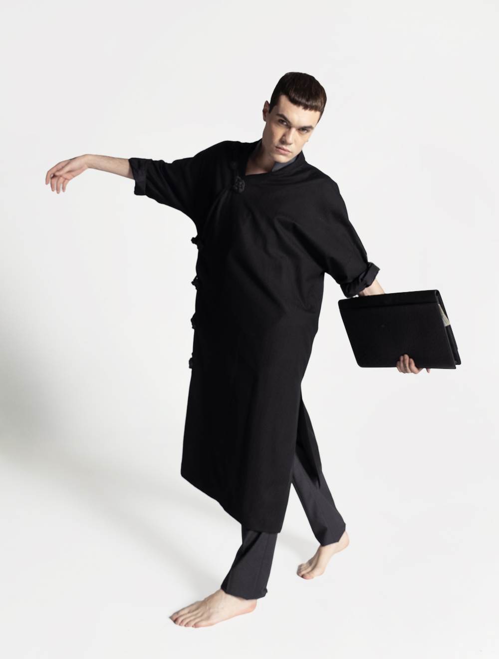 KITON Black Vicuna Peru Silk Overcoat
