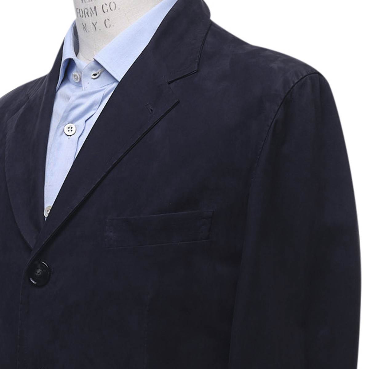 KITON Blue Leather Suede Overcoat