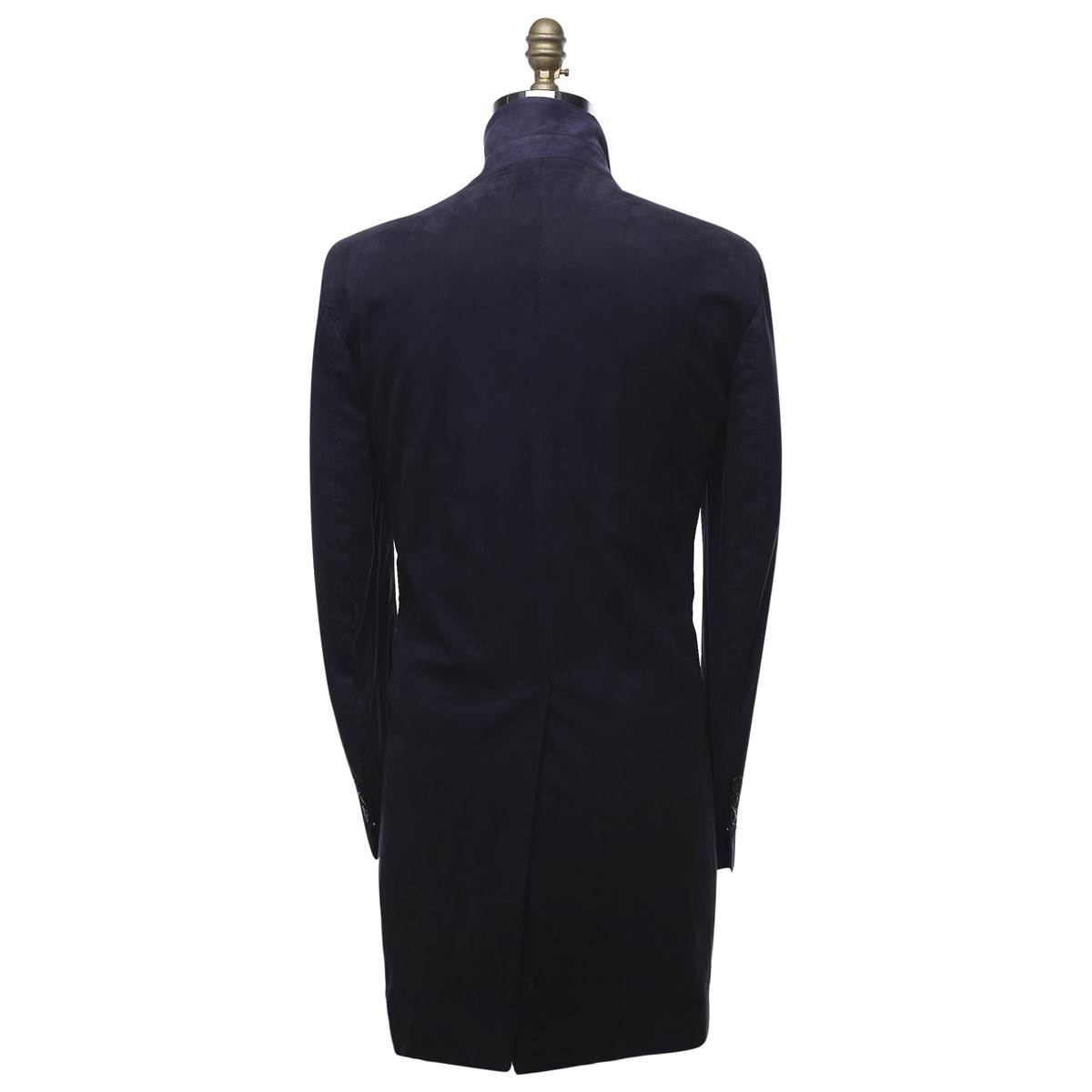 KITON Blue Leather Suede Overcoat