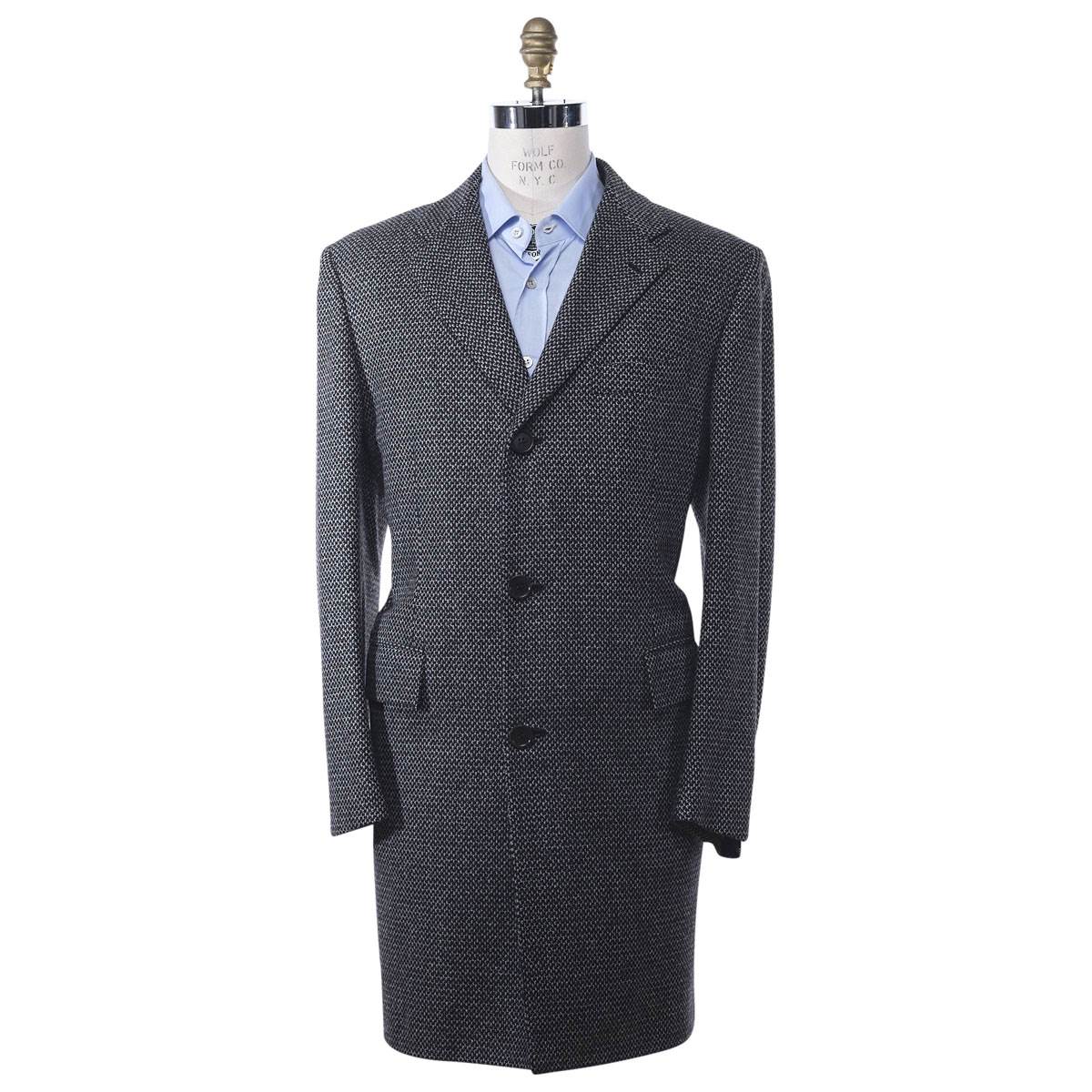 KITON Gray Cashmere Silk Overcoat