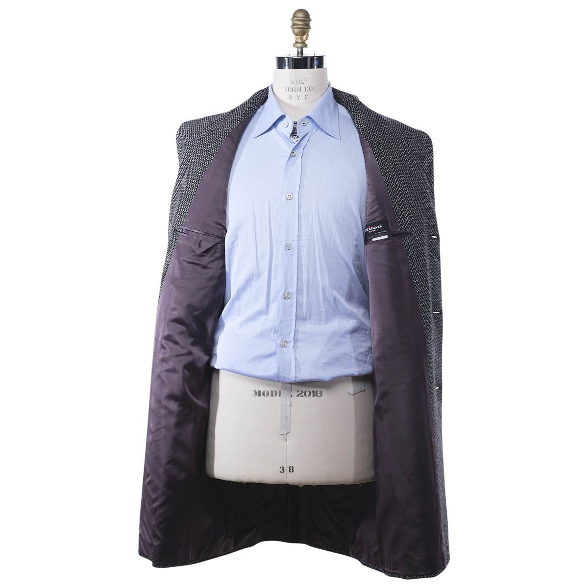 KITON Gray Cashmere Silk Overcoat