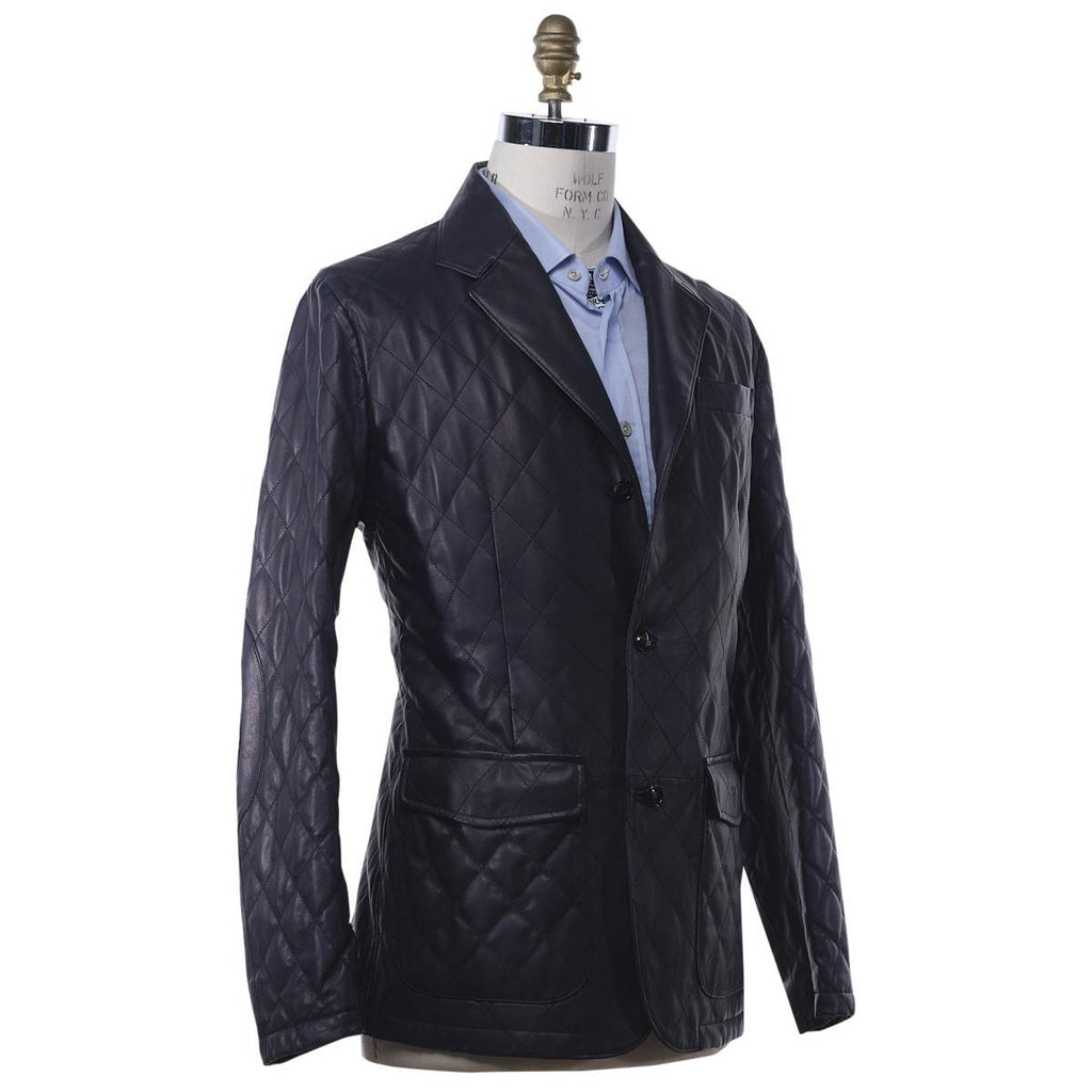 KITON Purple Leather Coat