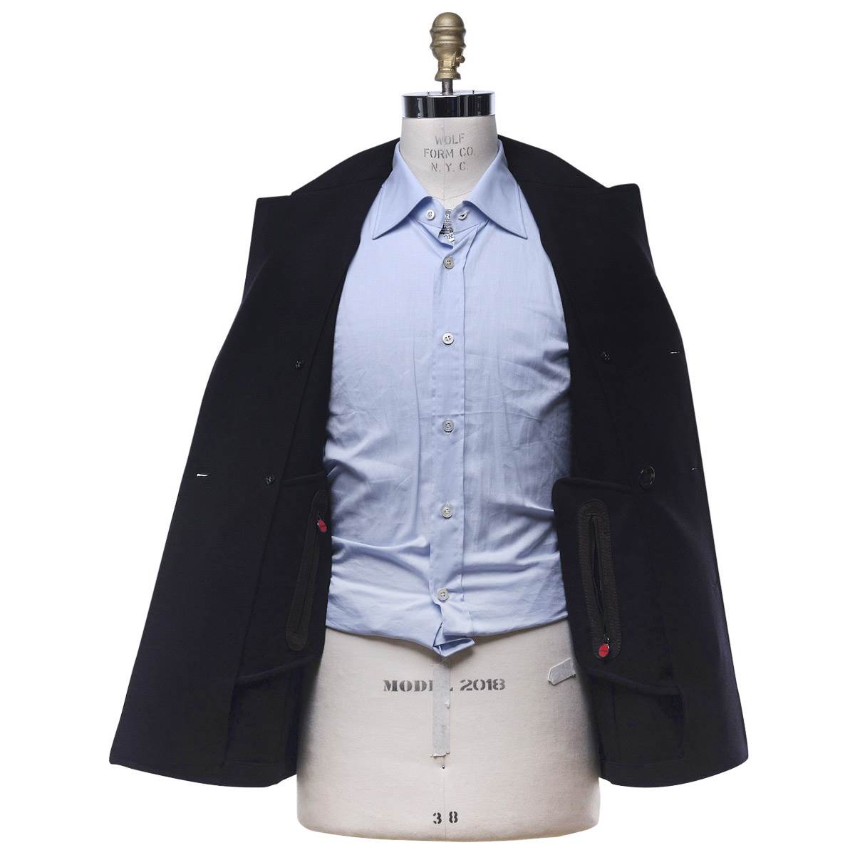 KITON Dark Blue Wool Double Breasted Coat