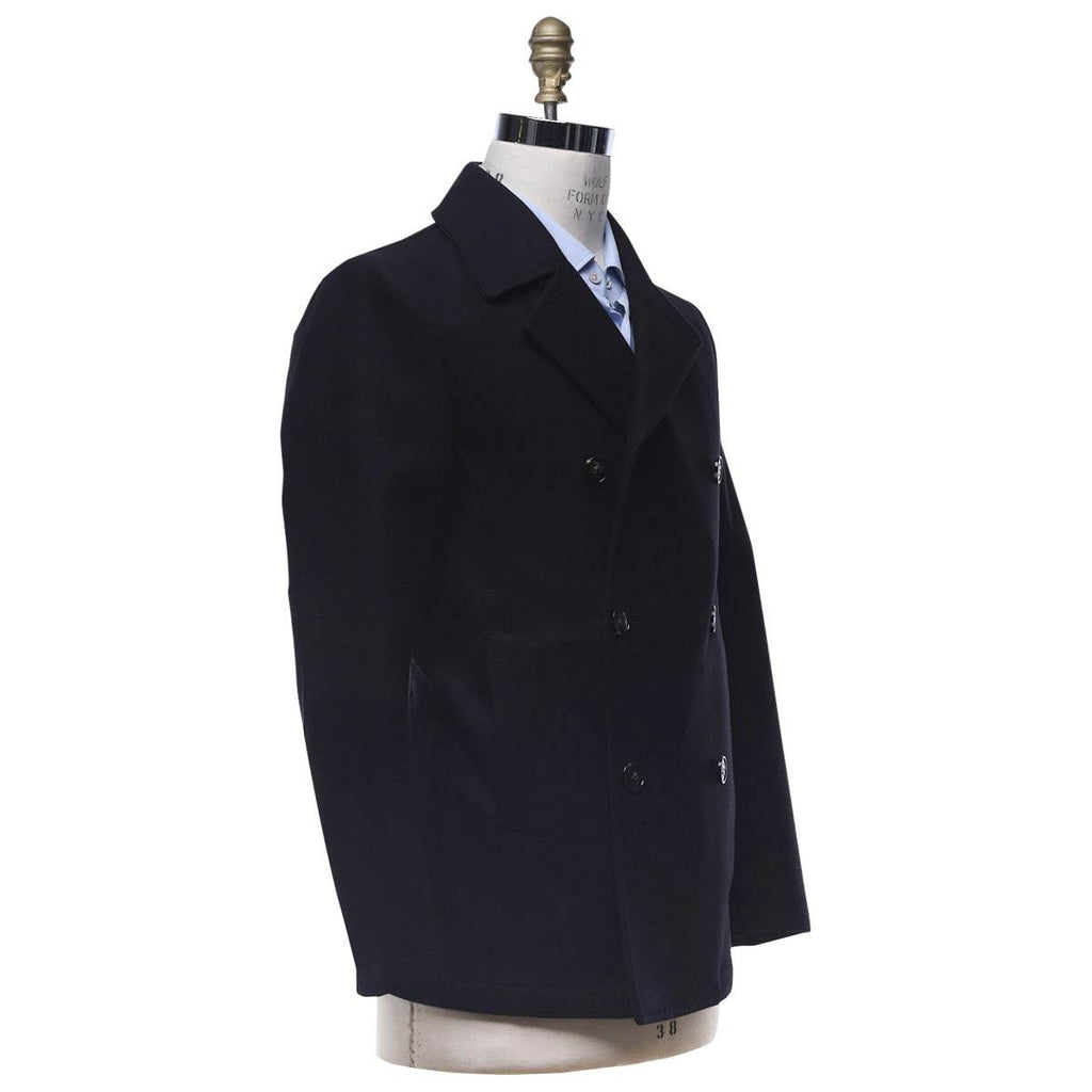 KITON Dark Blue Wool Double Breasted Coat