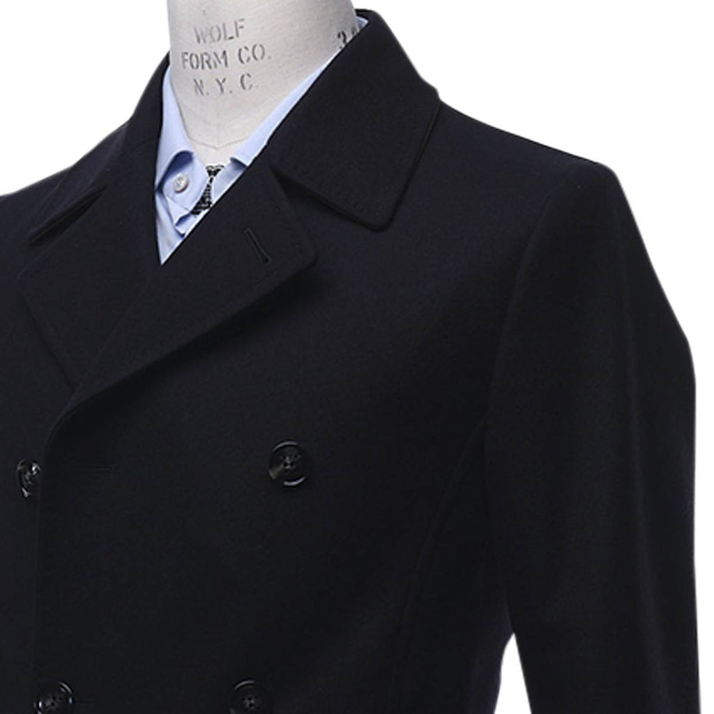 KITON Dark Blue Wool Double Breasted Coat