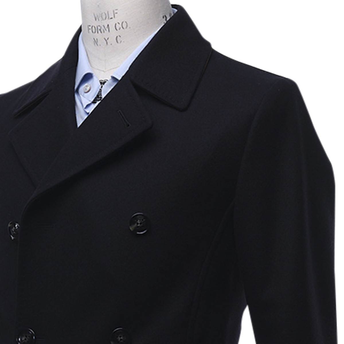 KITON Dark Blue Wool Double Breasted Coat