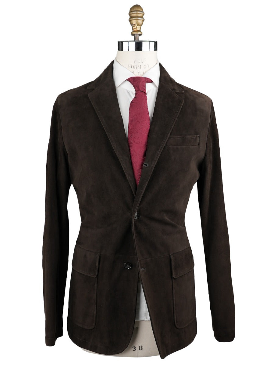 KITON Brown Leather Reindeer Coat