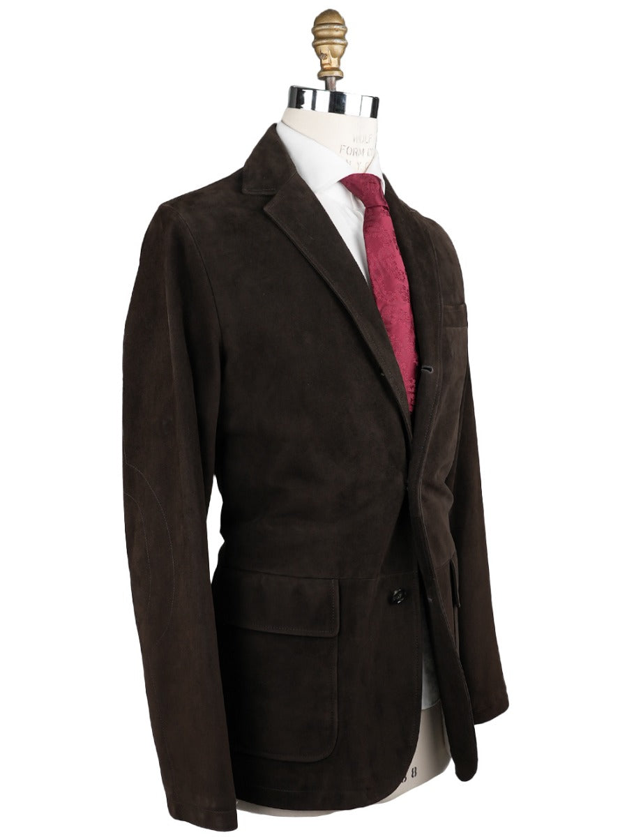 KITON Brown Leather Reindeer Coat