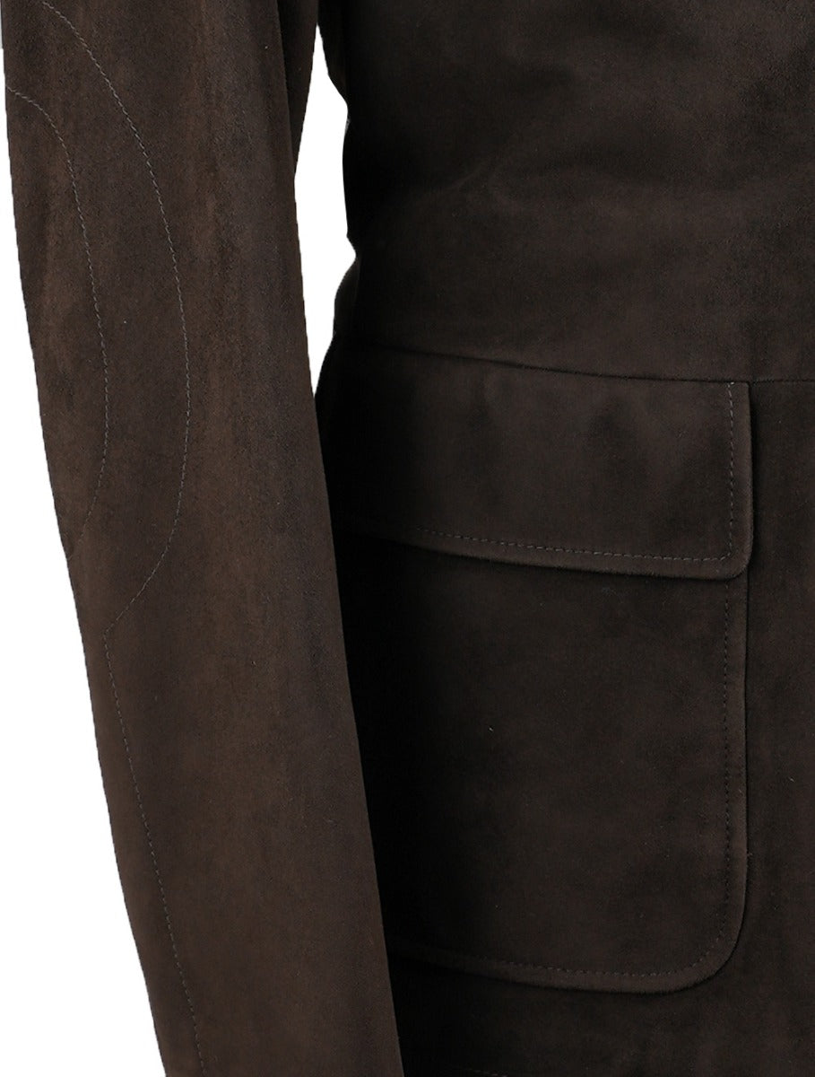 KITON Brown Leather Reindeer Coat