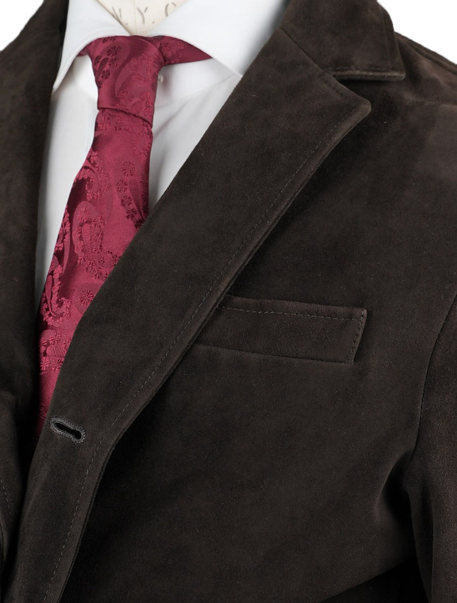 KITON Brown Leather Reindeer Coat
