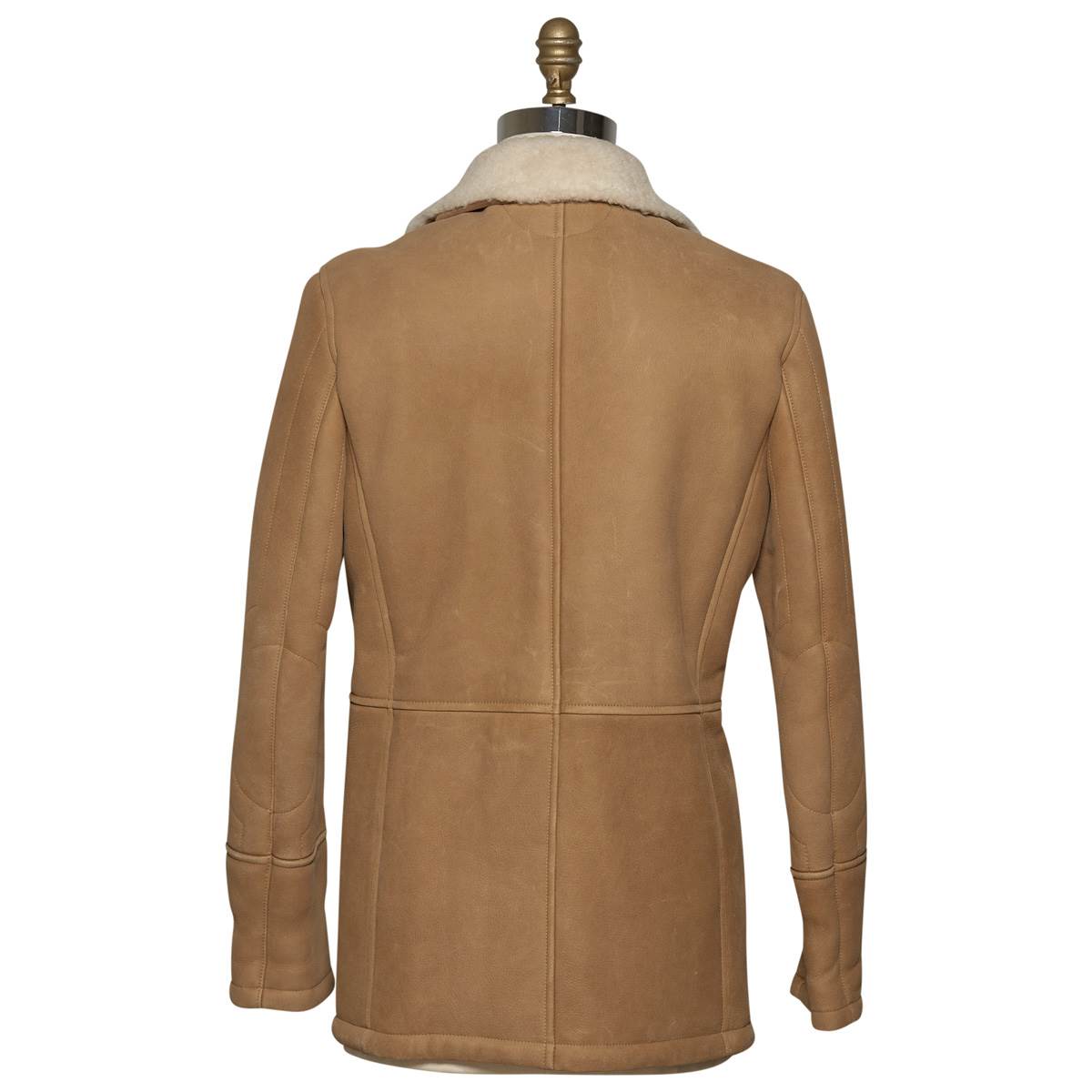 KITON Beige Leather Lambskin Fur Coat