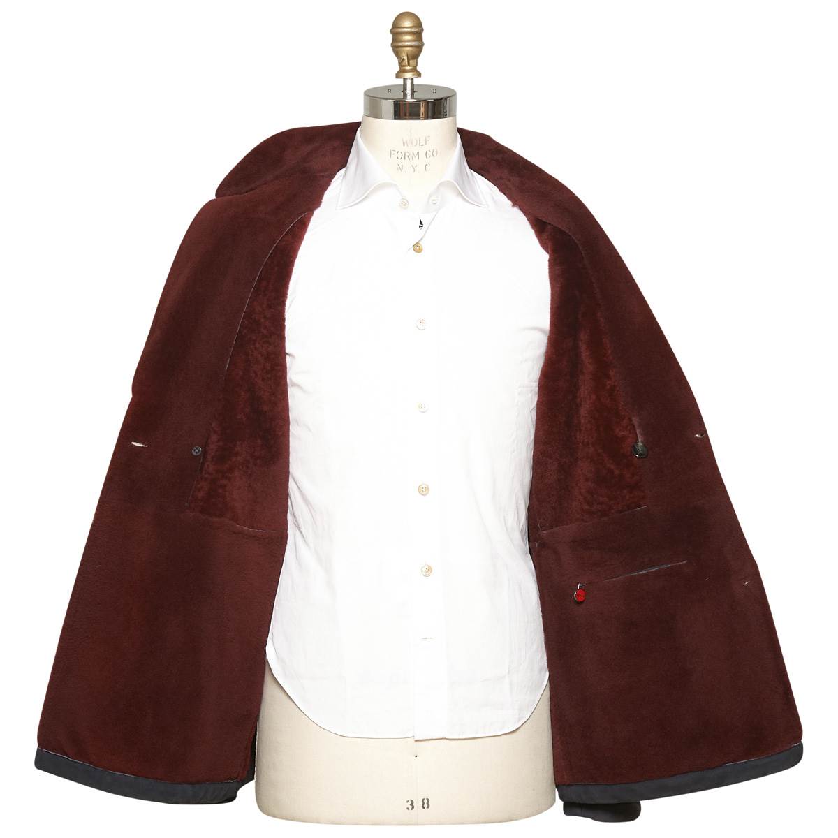 KITON Blue Leather Lambskin Double Breasted Coat
