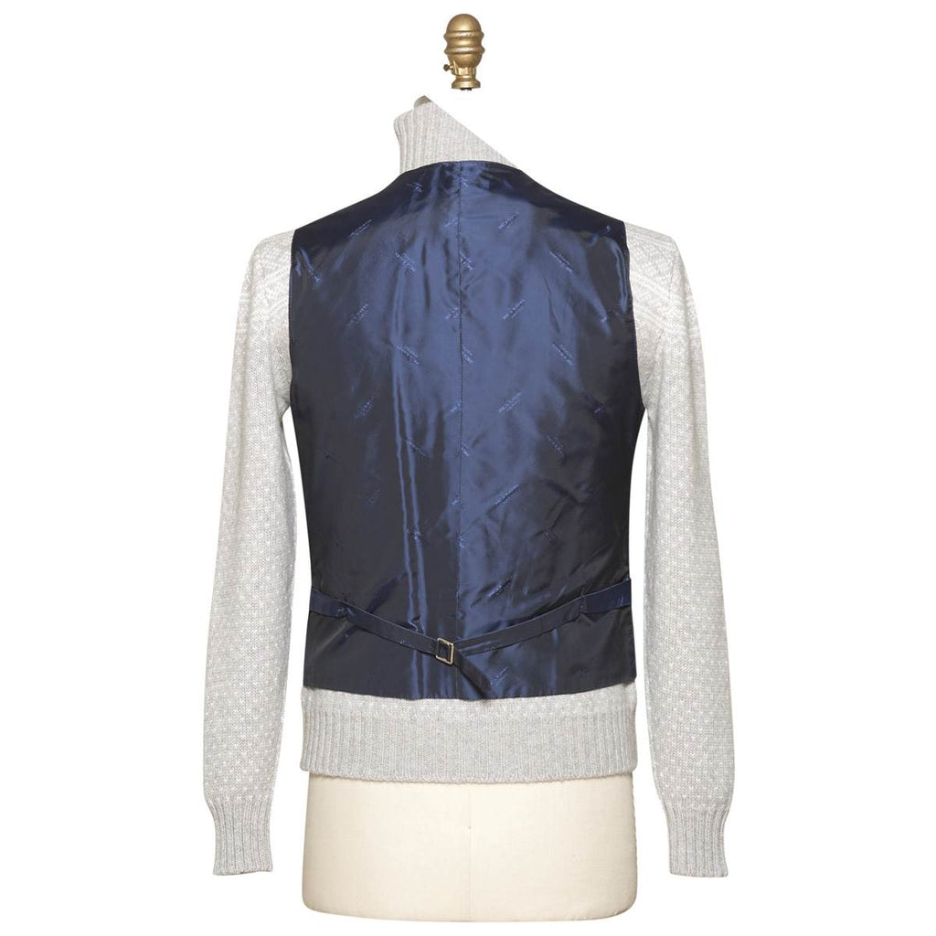 KITON Blue Leather Calfskin Vest