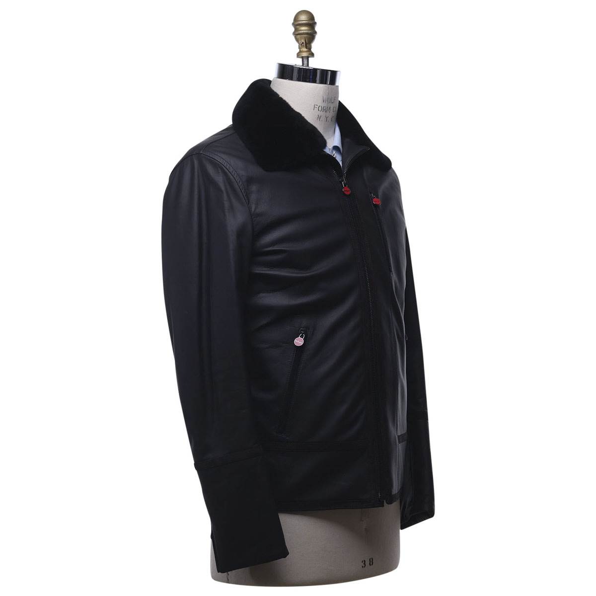 Kiton KITON Brown Leather Coat Brown 001