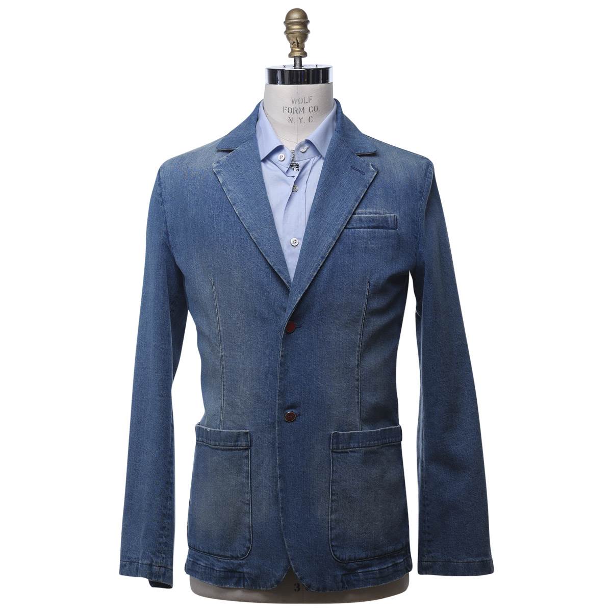 KITON Blue Cotton Ea Coat