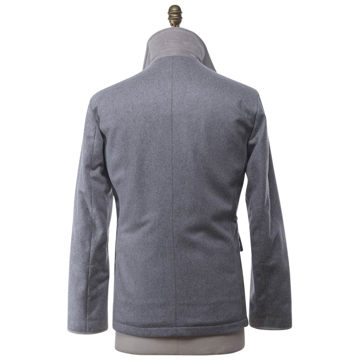 KITON Gray Cashmere Fur Coat