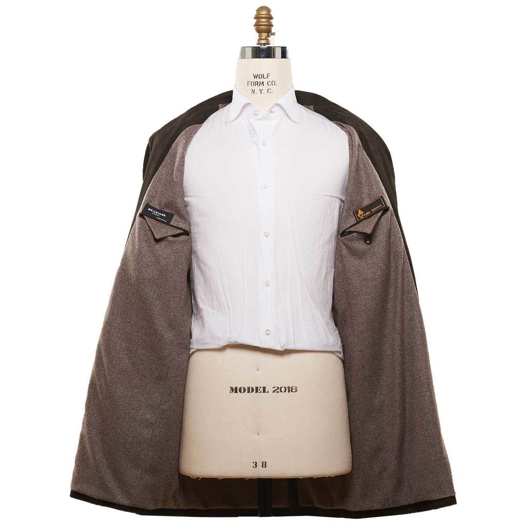 KITON Brown Leather Vicuna Bolivia Coat