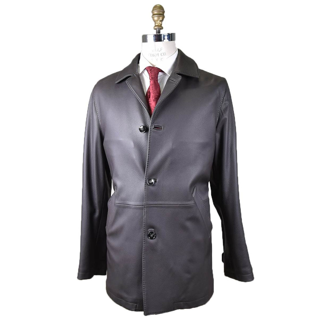 Kiton KITON Black Leather Deerskin Coat Black 000