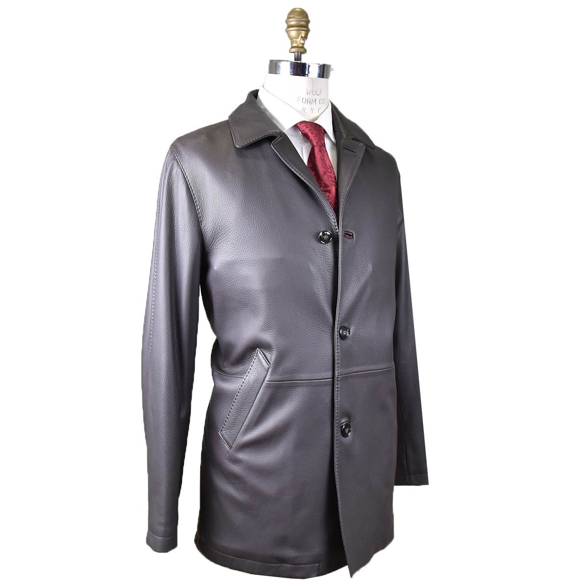 Kiton KITON Black Leather Deerskin Coat Black 001