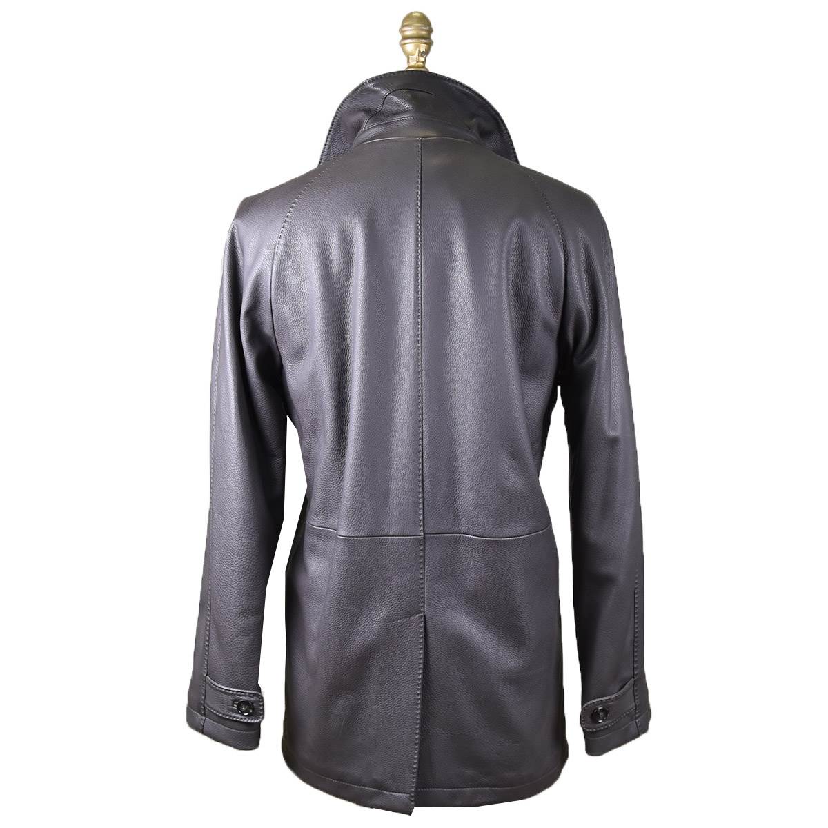 KITON Black Leather Deerskin Coat