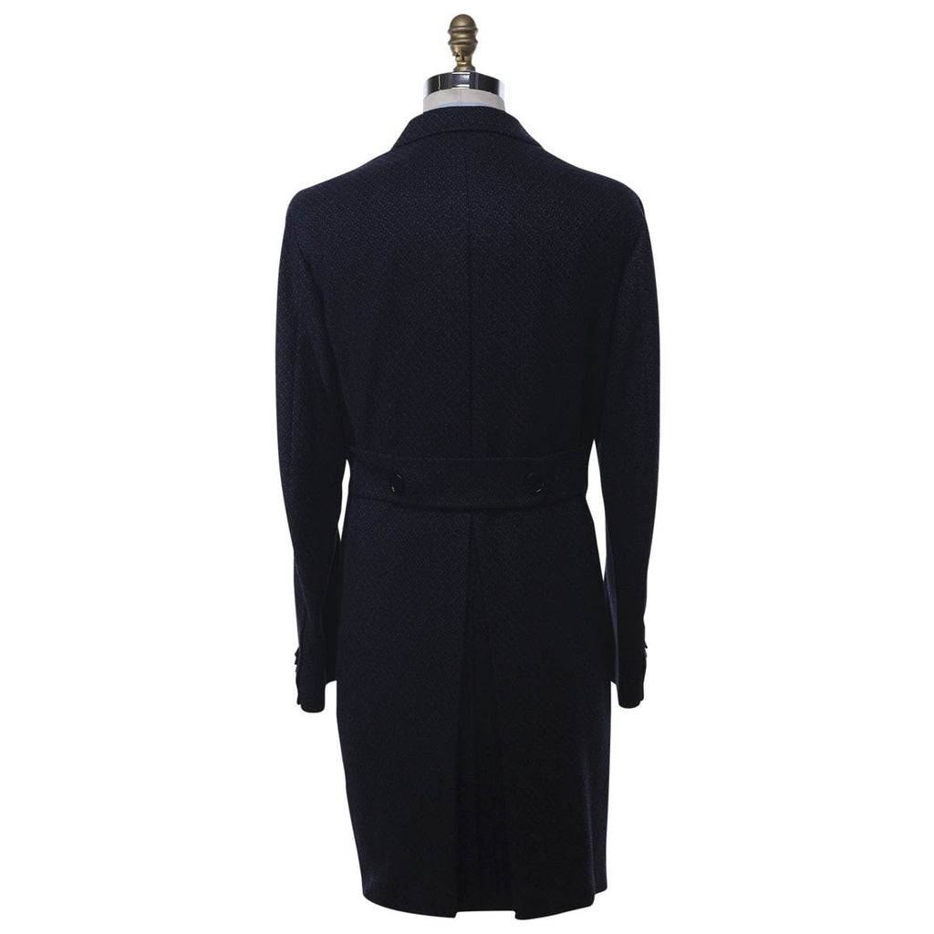 KITON Dark Blue Cashmere Silk Overcoat