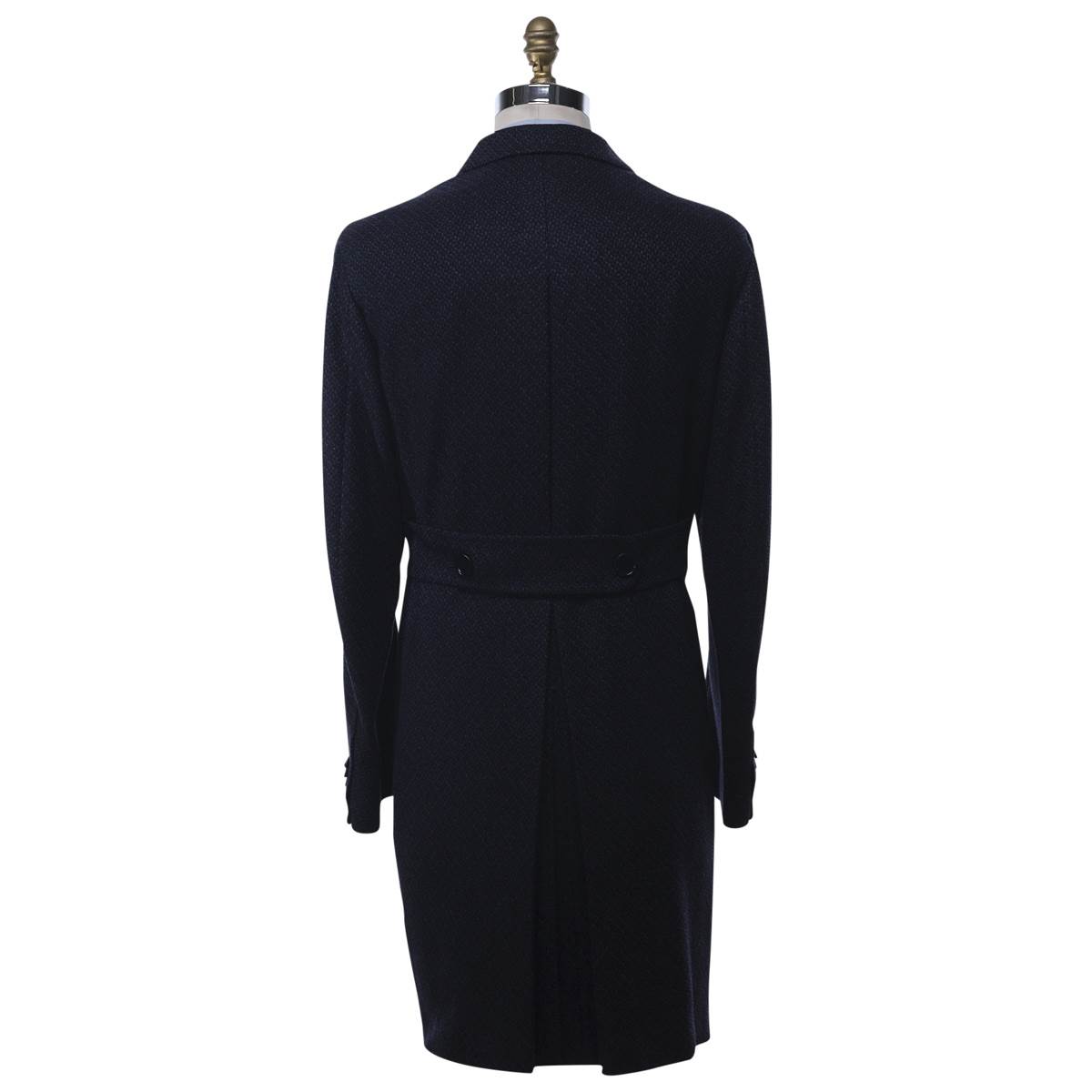 KITON Dark Blue Cashmere Silk Overcoat