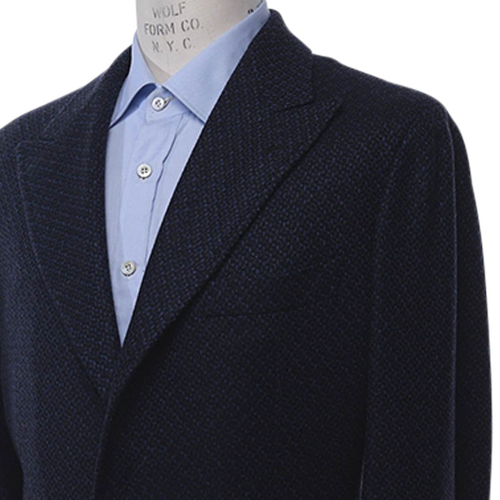 KITON Dark Blue Cashmere Silk Overcoat