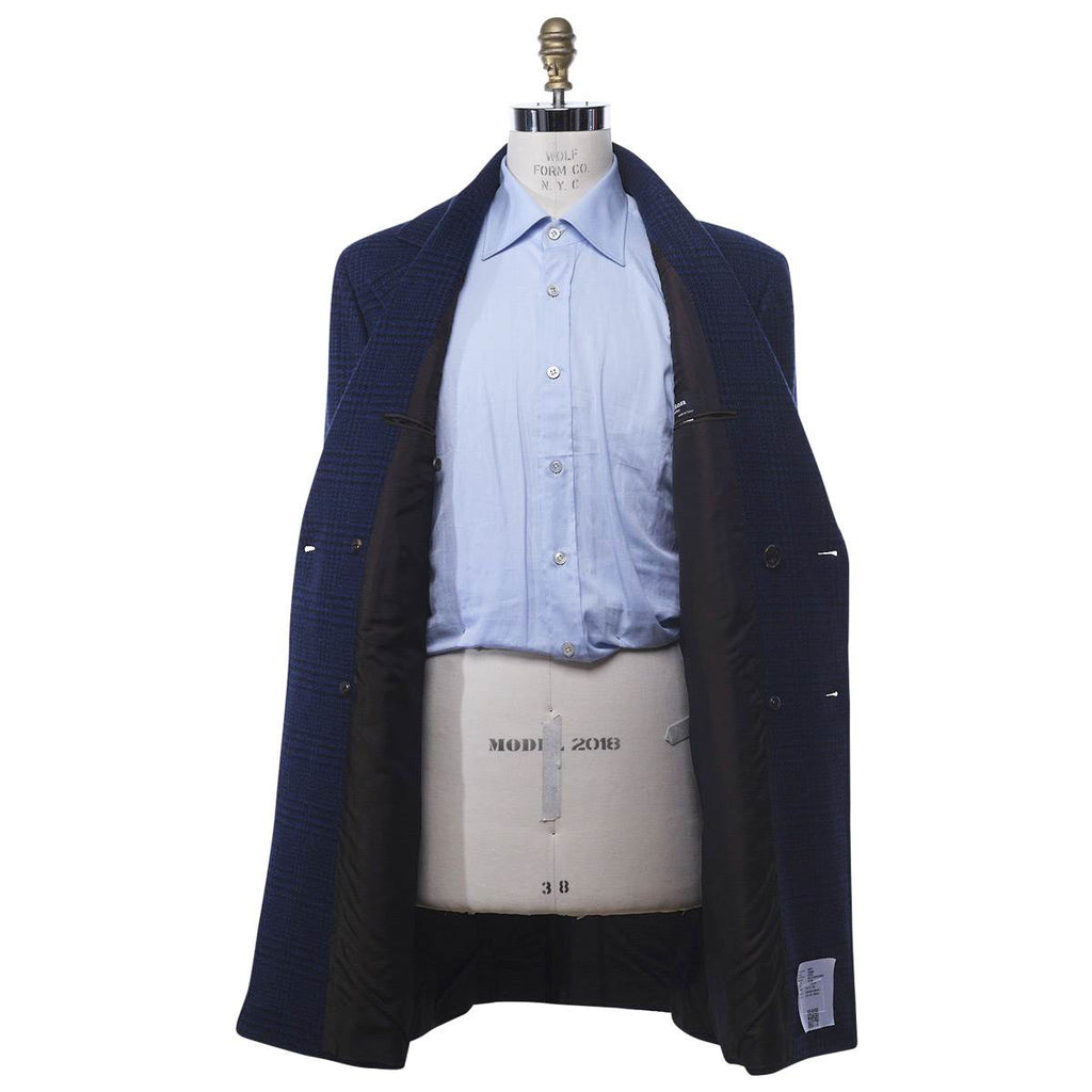 KITON Dark Blue Wool Overcoat
