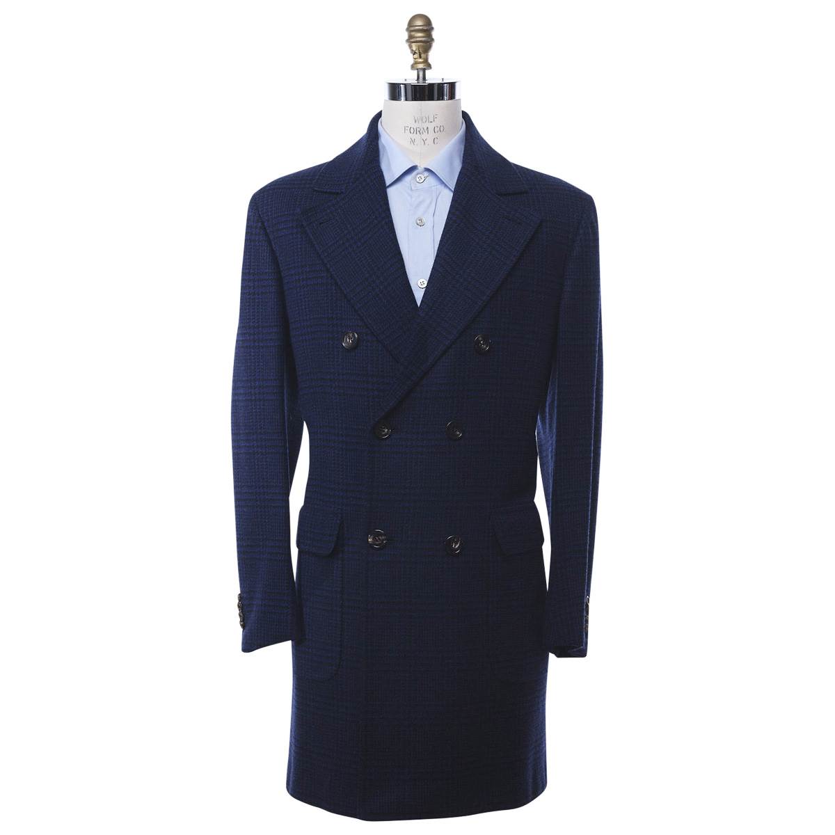 KITON Dark Blue Wool Overcoat