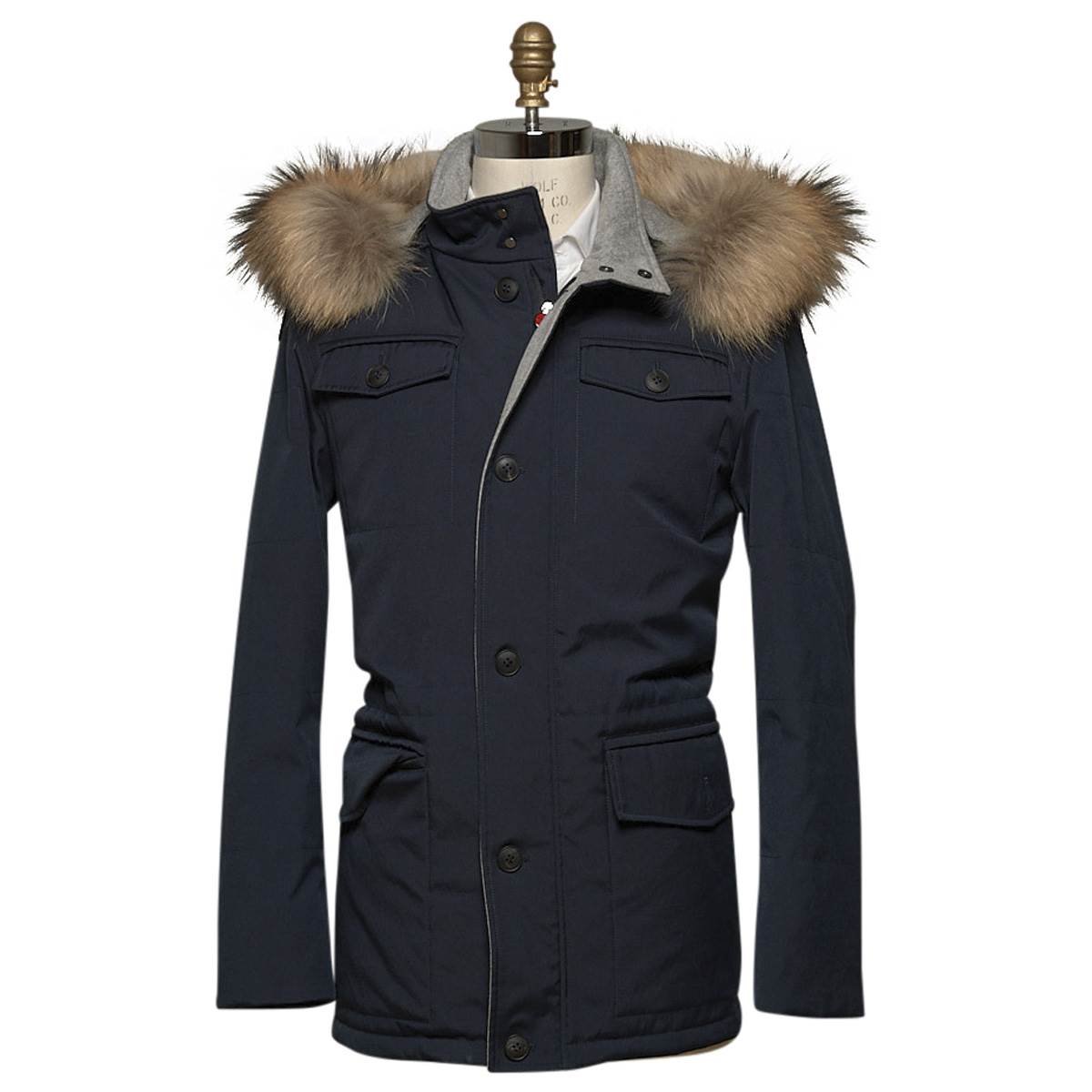 KITON Blue Pl Cotton Murmaski Coat