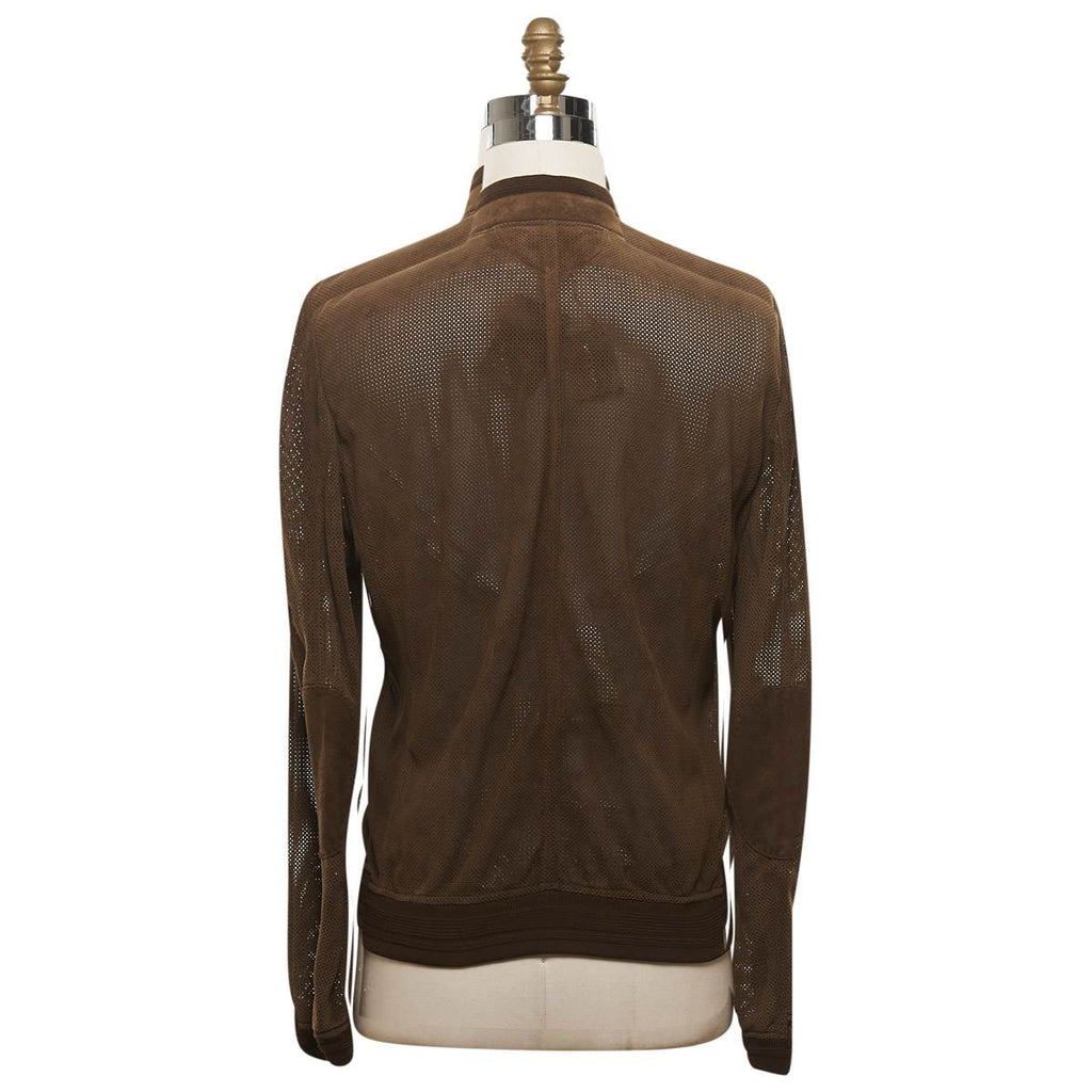 KITON Brown Leather Lambskin Coat