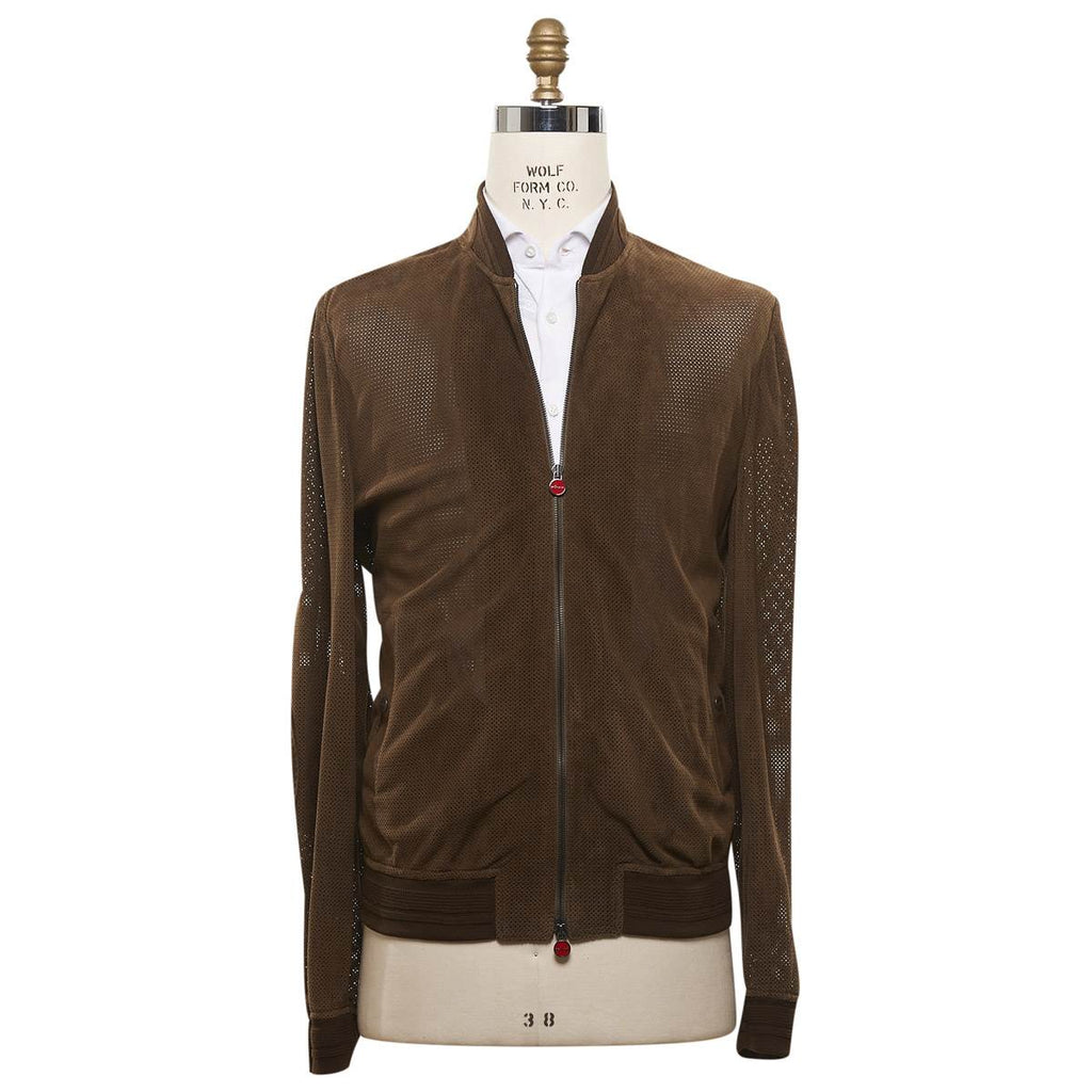 KITON Brown Leather Lambskin Coat