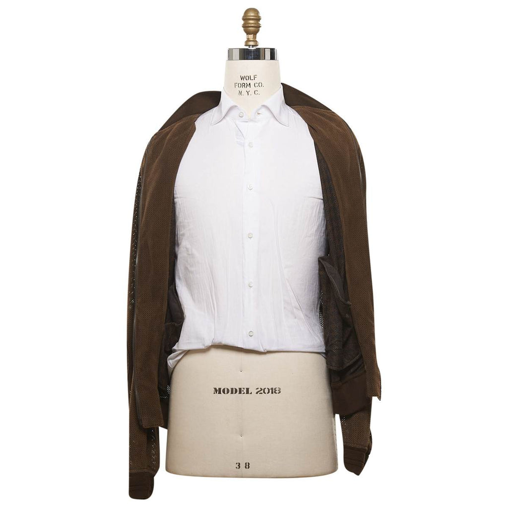 KITON Brown Leather Lambskin Coat