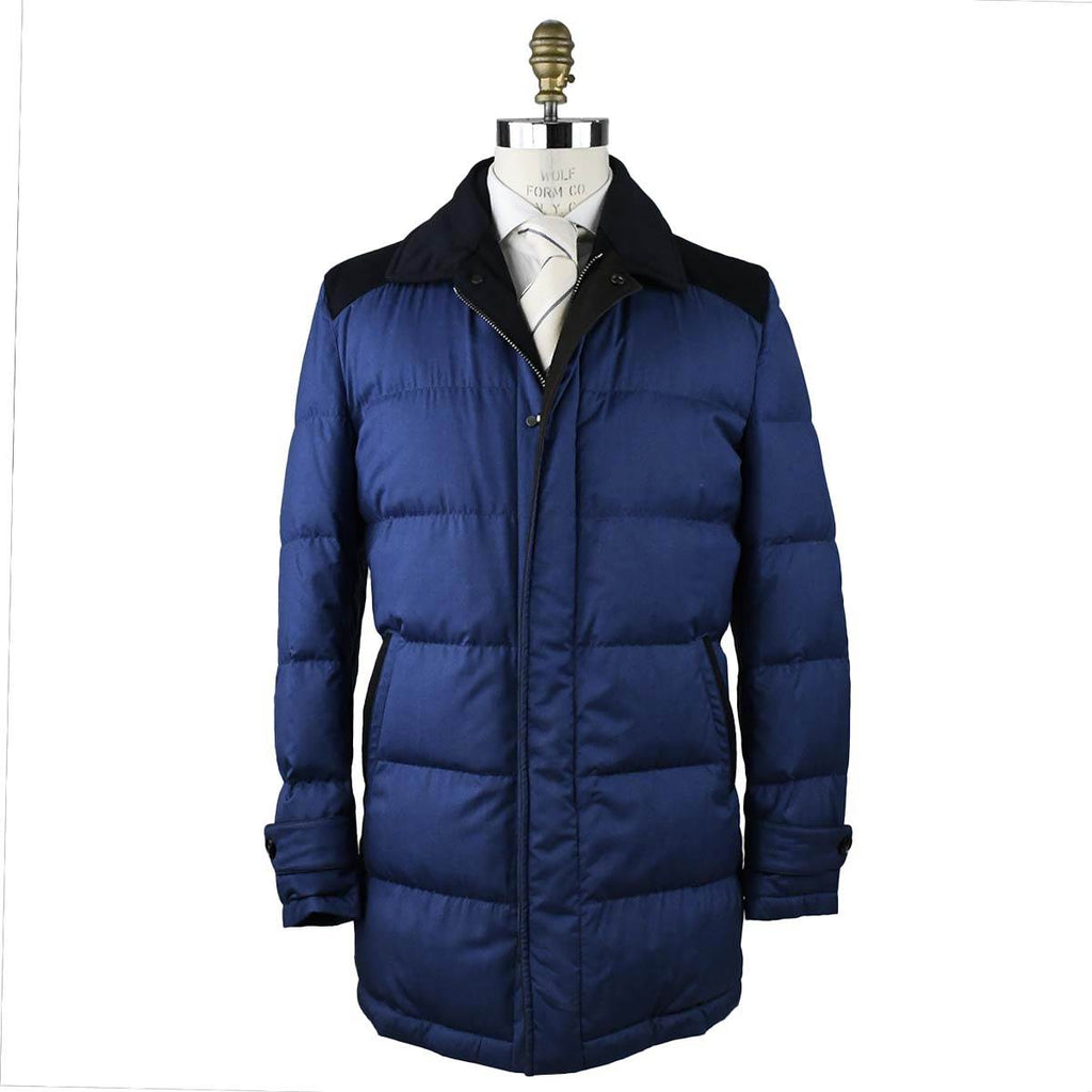 Kiton KITON Blue Wool Silk Coat Blue 000
