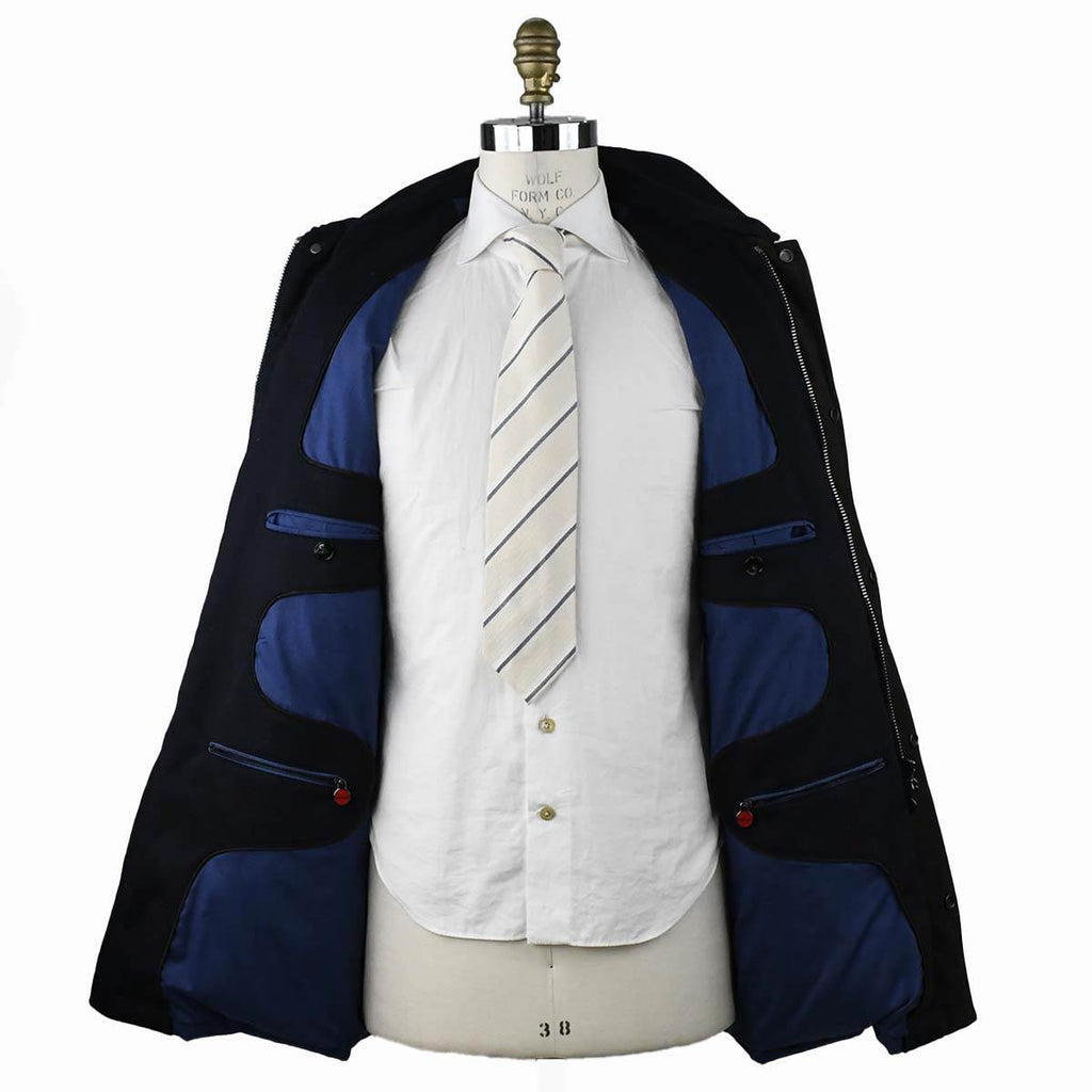 KITON Blue Wool Silk Coat