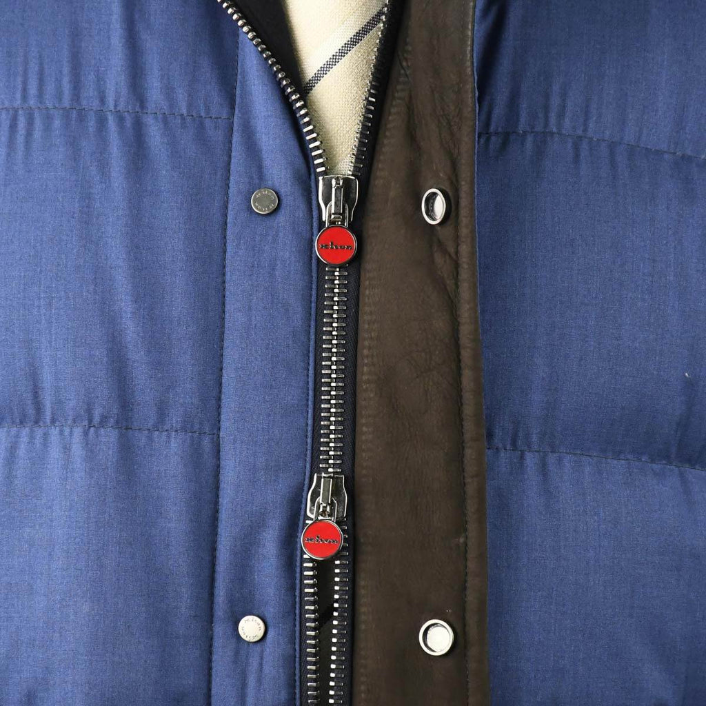 KITON Blue Wool Silk Coat