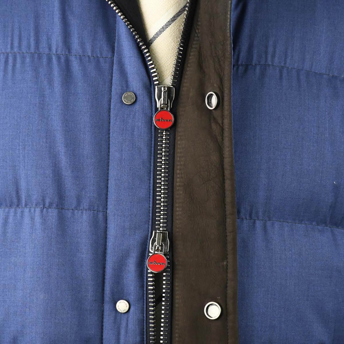 KITON Blue Wool Silk Coat