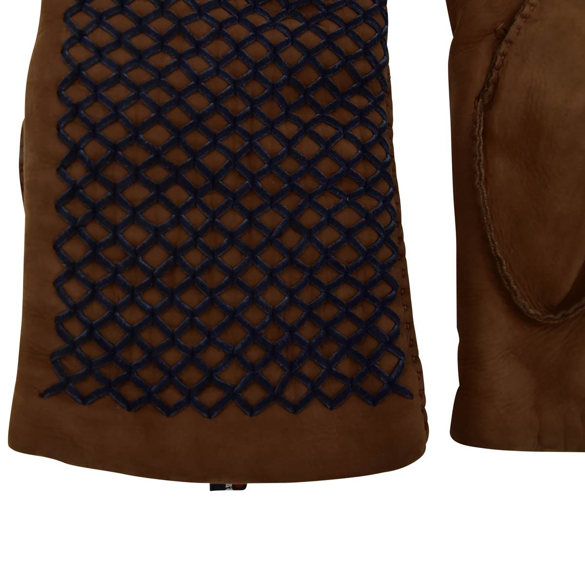 Kiton KITON Brown Blue Leather Cashmere Gloves Brown/Blue 001