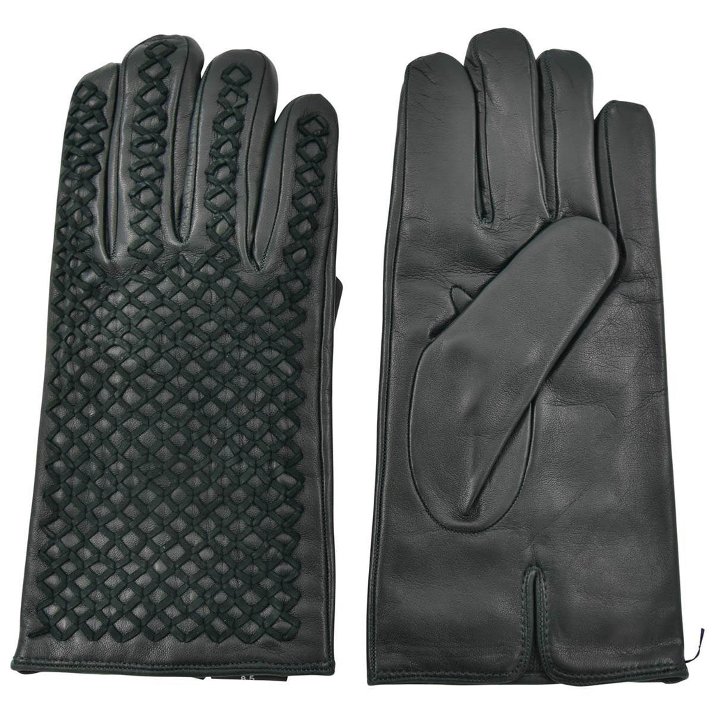 KITON Green Leather Cashmere Gloves