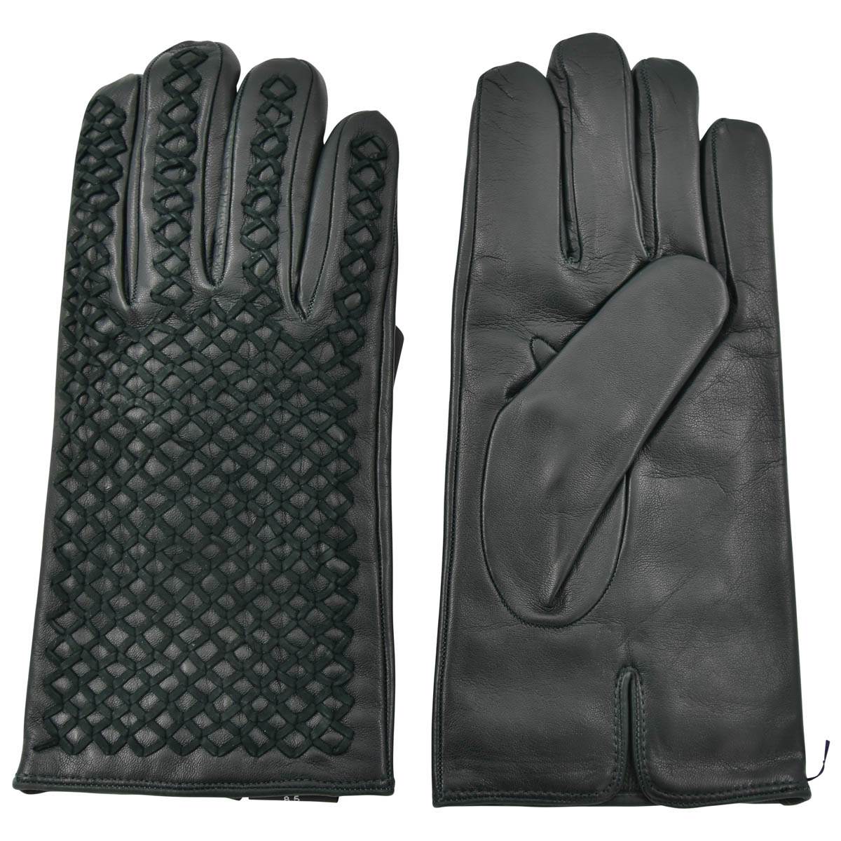 KITON Green Leather Cashmere Gloves
