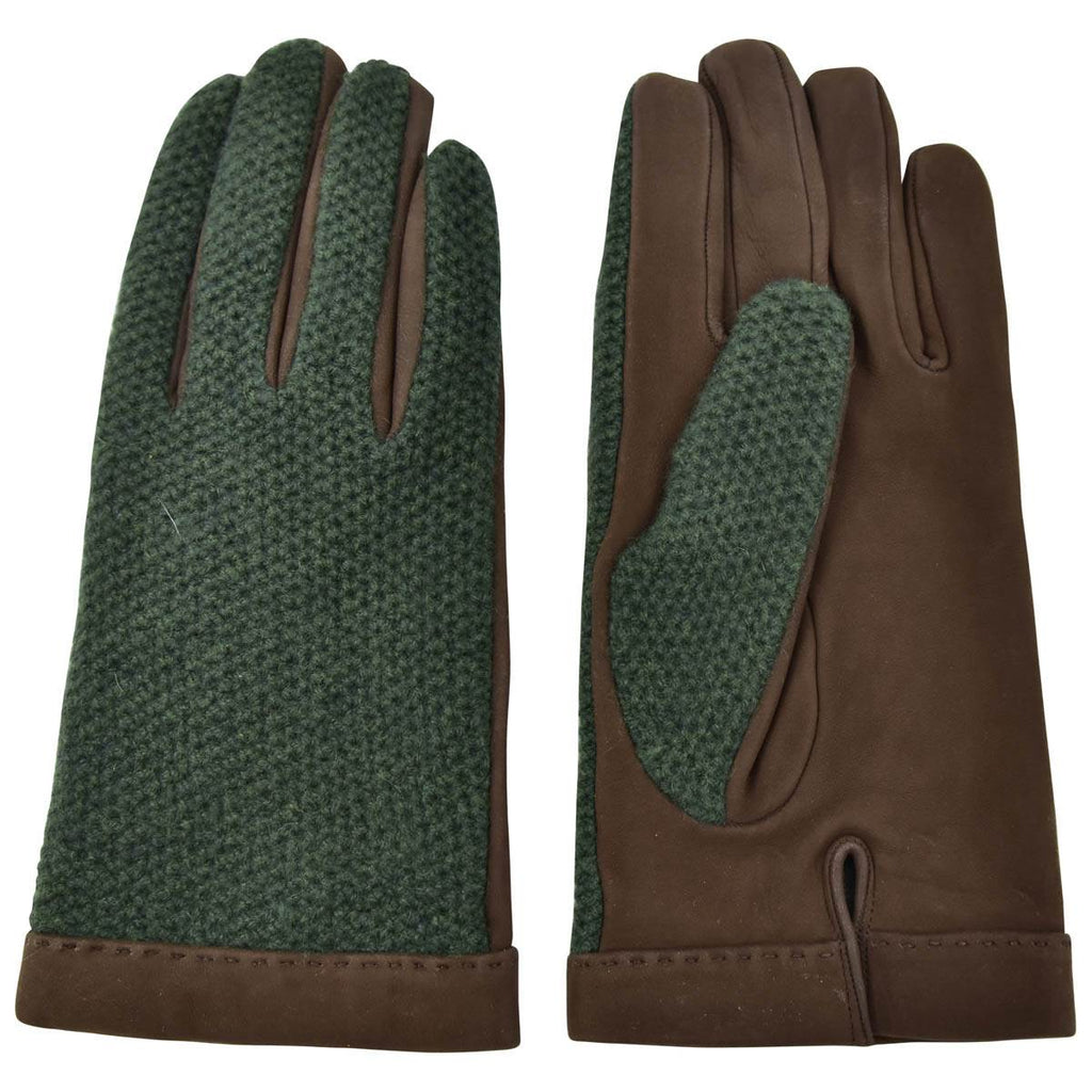 KITON Green Leather Suede Cashmere Gloves