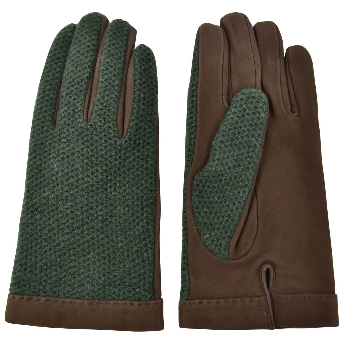 KITON Green Leather Suede Cashmere Gloves