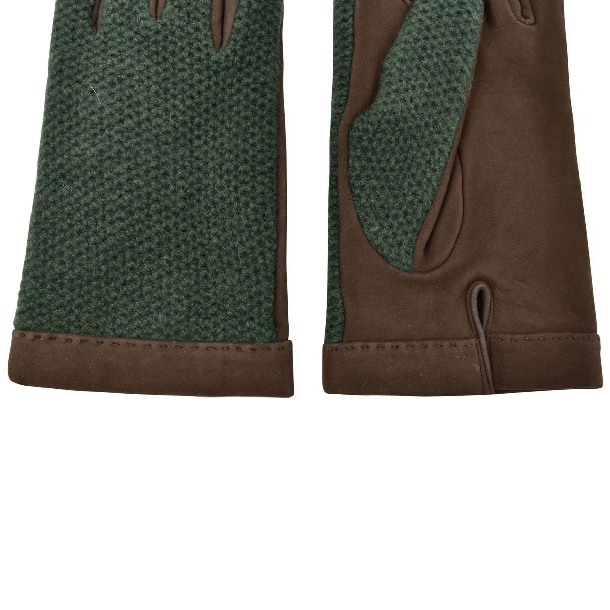 Kiton KITON Green Leather Suede Cashmere Gloves Green 001