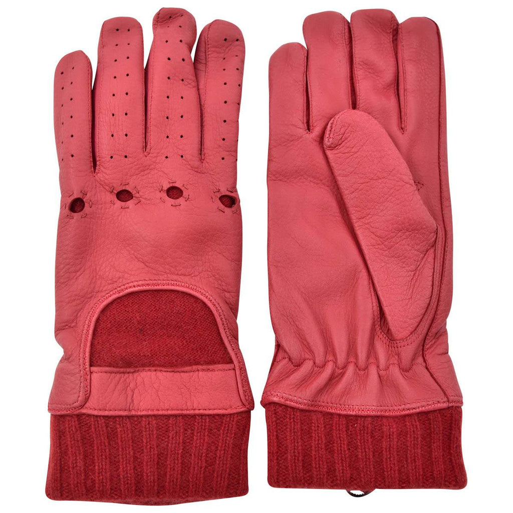 KITON Red Leather Deerskin Cashmere Gloves